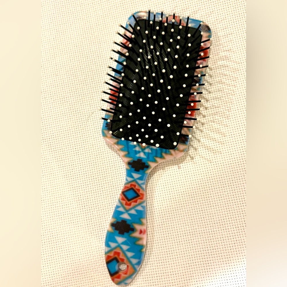 Colorful Aztec Geometric Pattern paddle Hairbrush - Picture 2 of 2